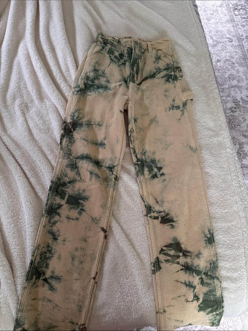 Pacsun corduroy beige/green carpenter pants